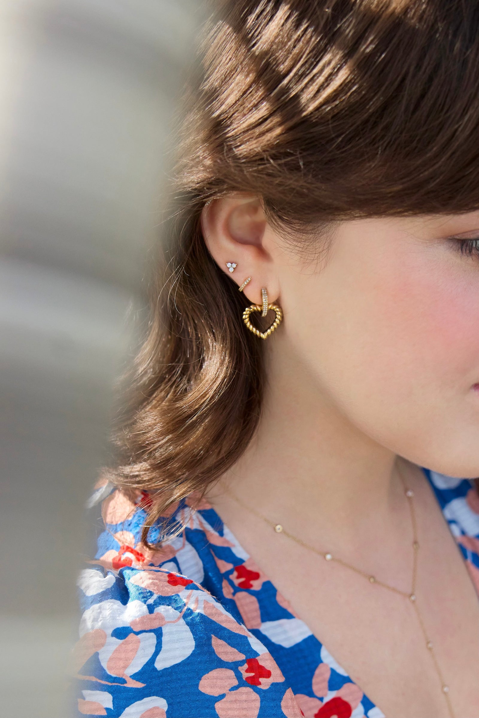 Diamond Drop Heart Earring