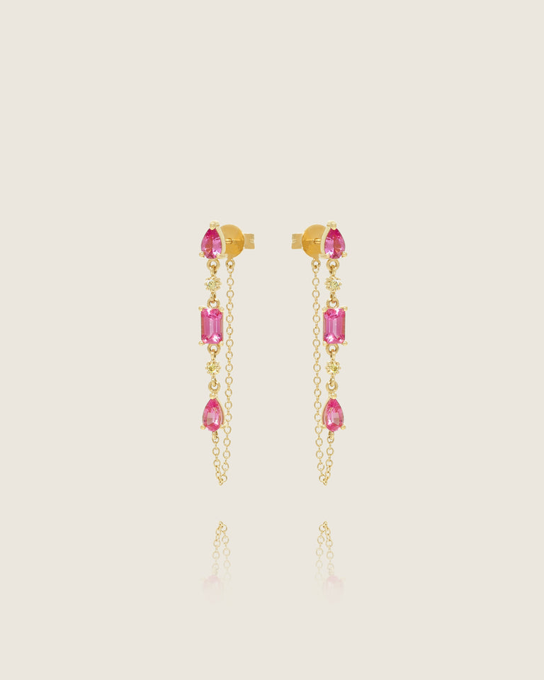 Pink Sapphire Confetti Earrings