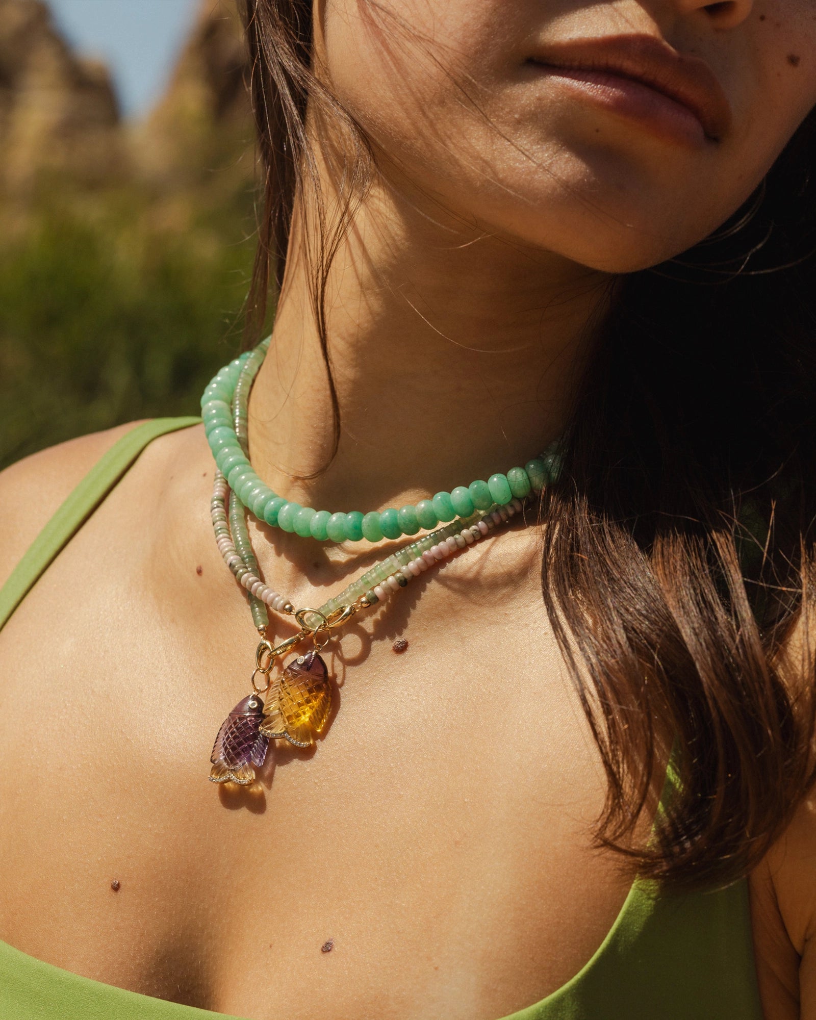 Gone Fishing Pendant (Ametrine Yellow)