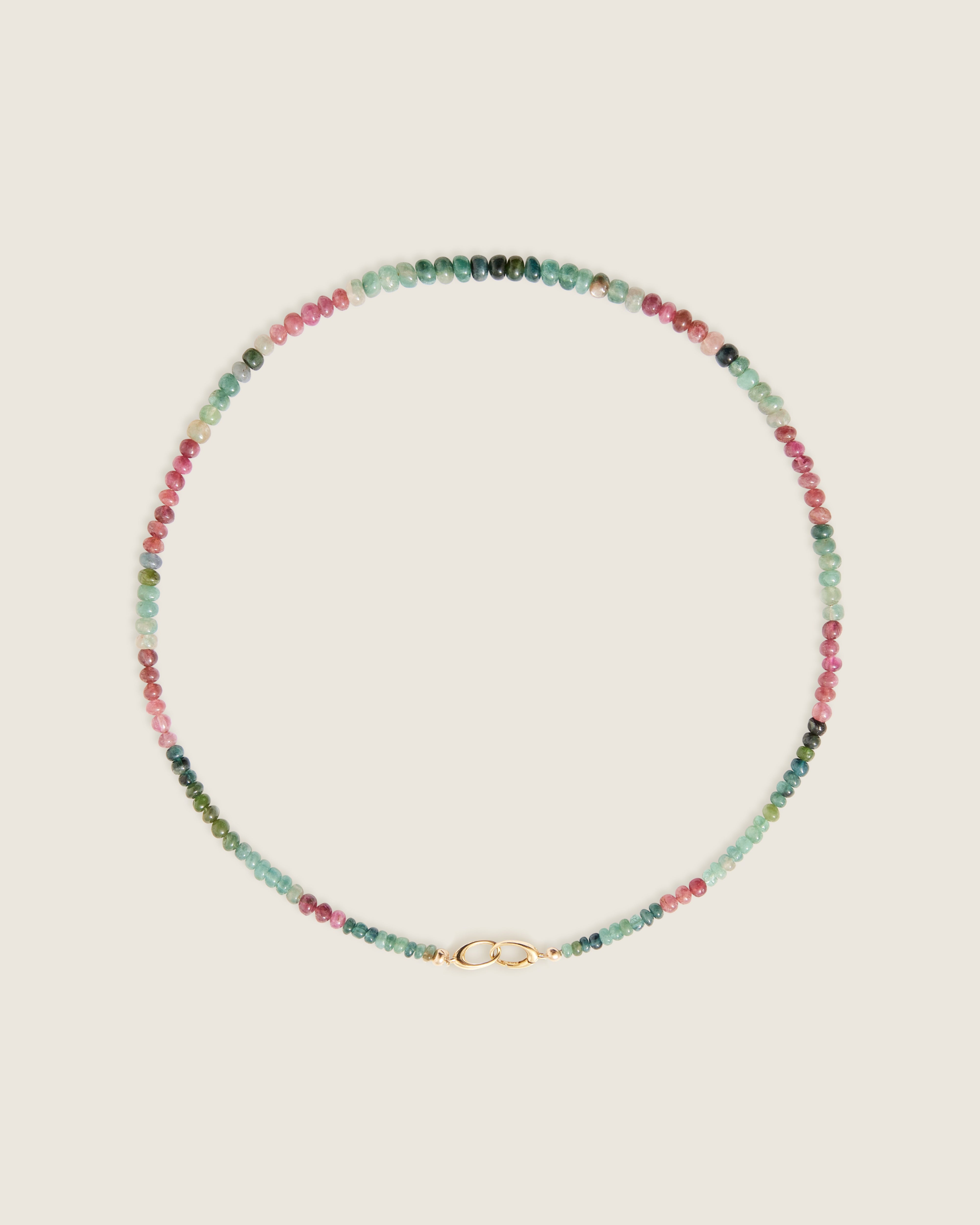 Pink & Blue Tourmaline Bead Necklace