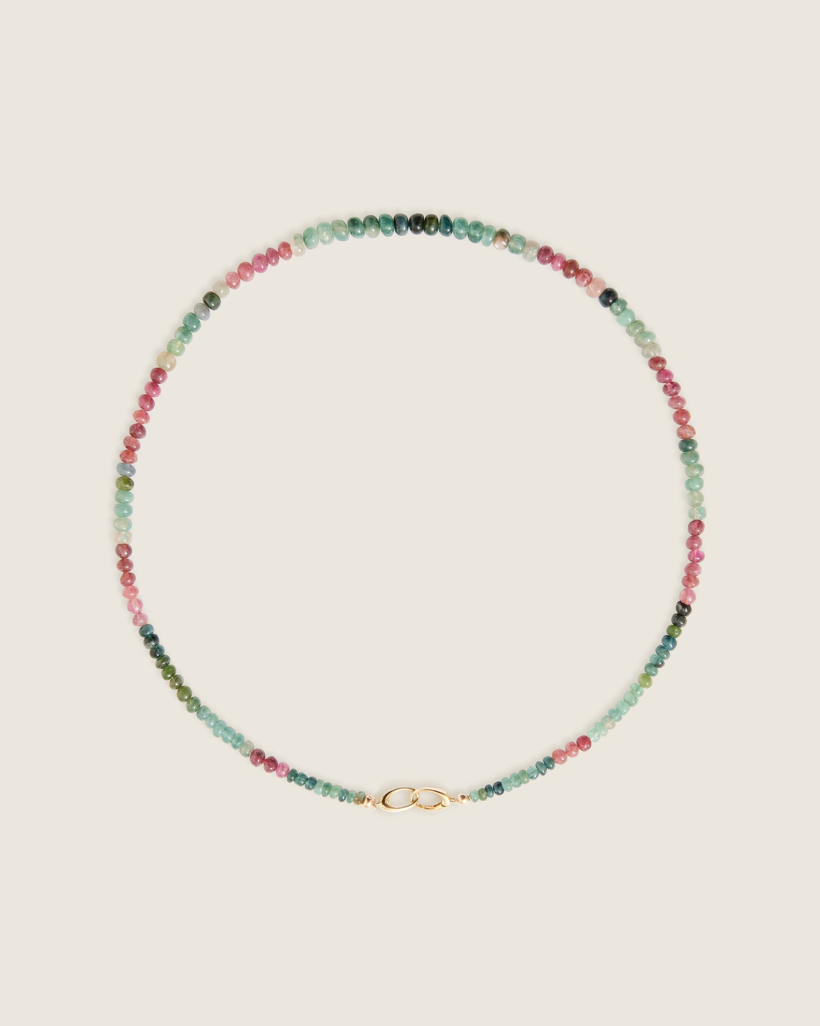 Pink & Blue Tourmaline Bead Necklace