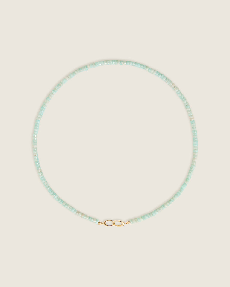 Aqua Amazonite Faceted Bead Necklace