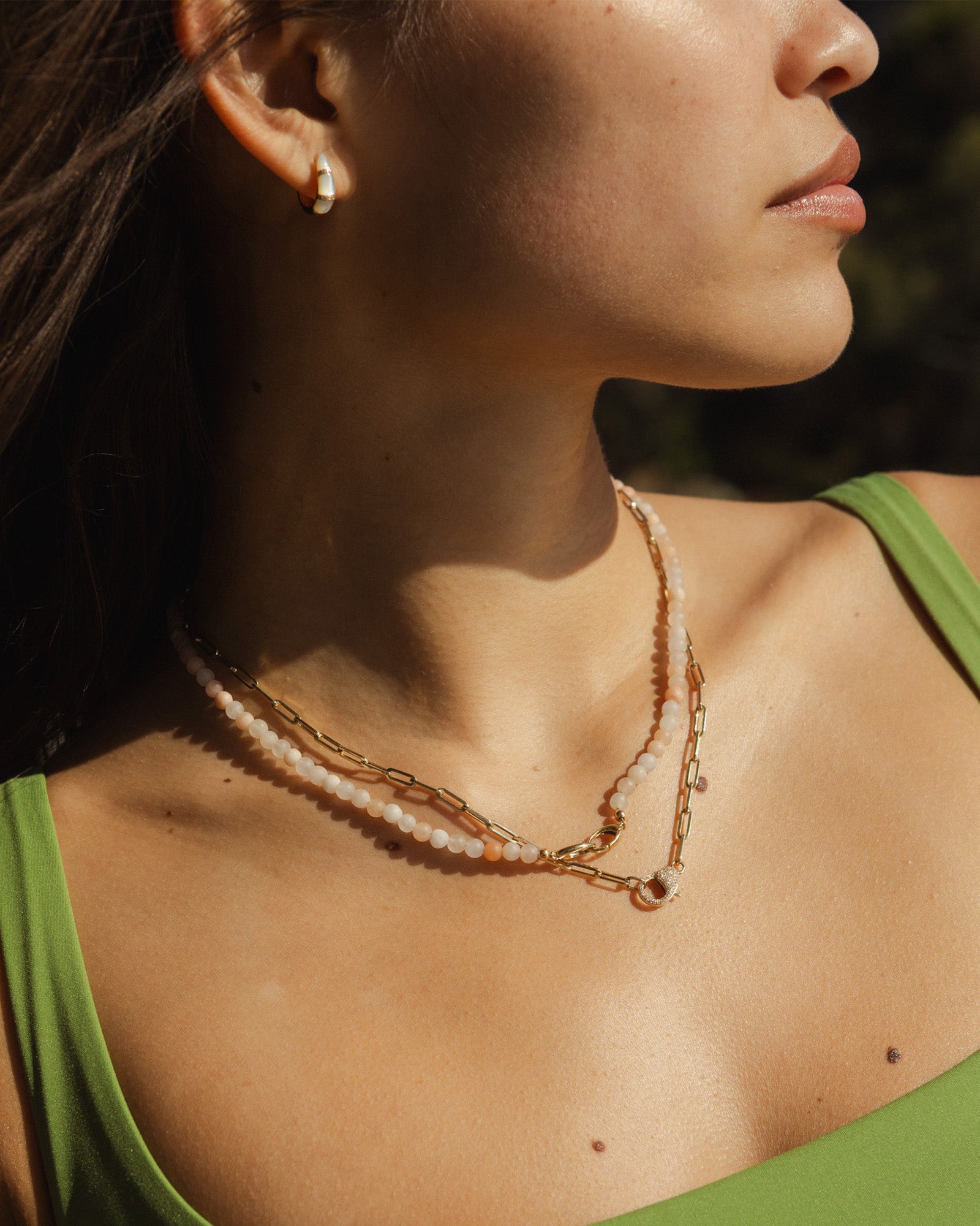 Peach Aventurine Bead Necklace