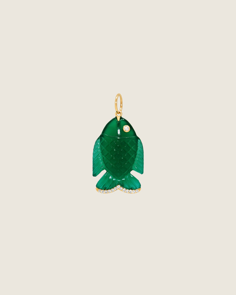 Gone Fishing Pendant (Green Agate)