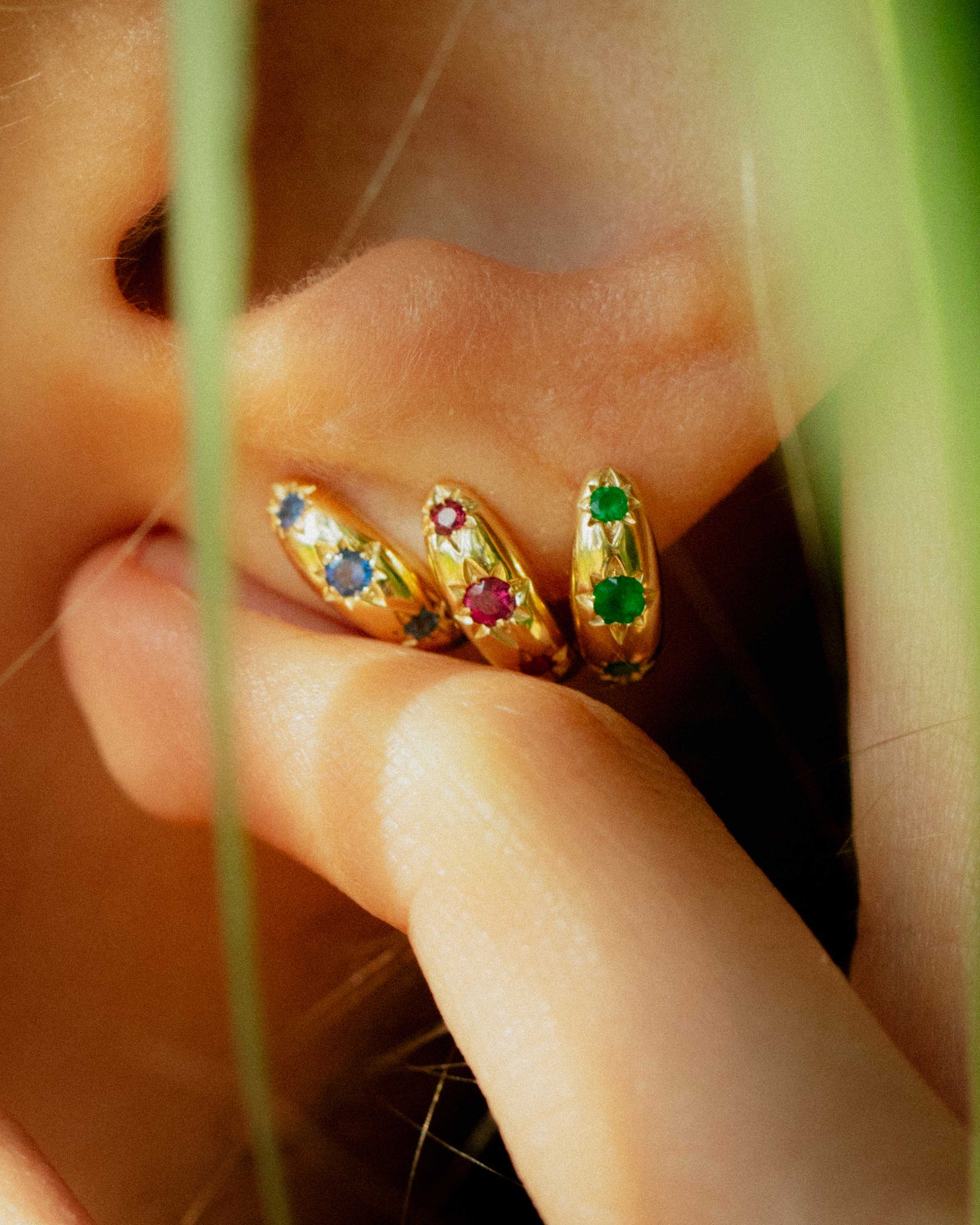 Gemstone Starburst Huggie