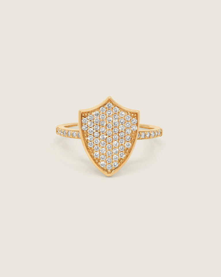 Pavé Diamond Shield Ring