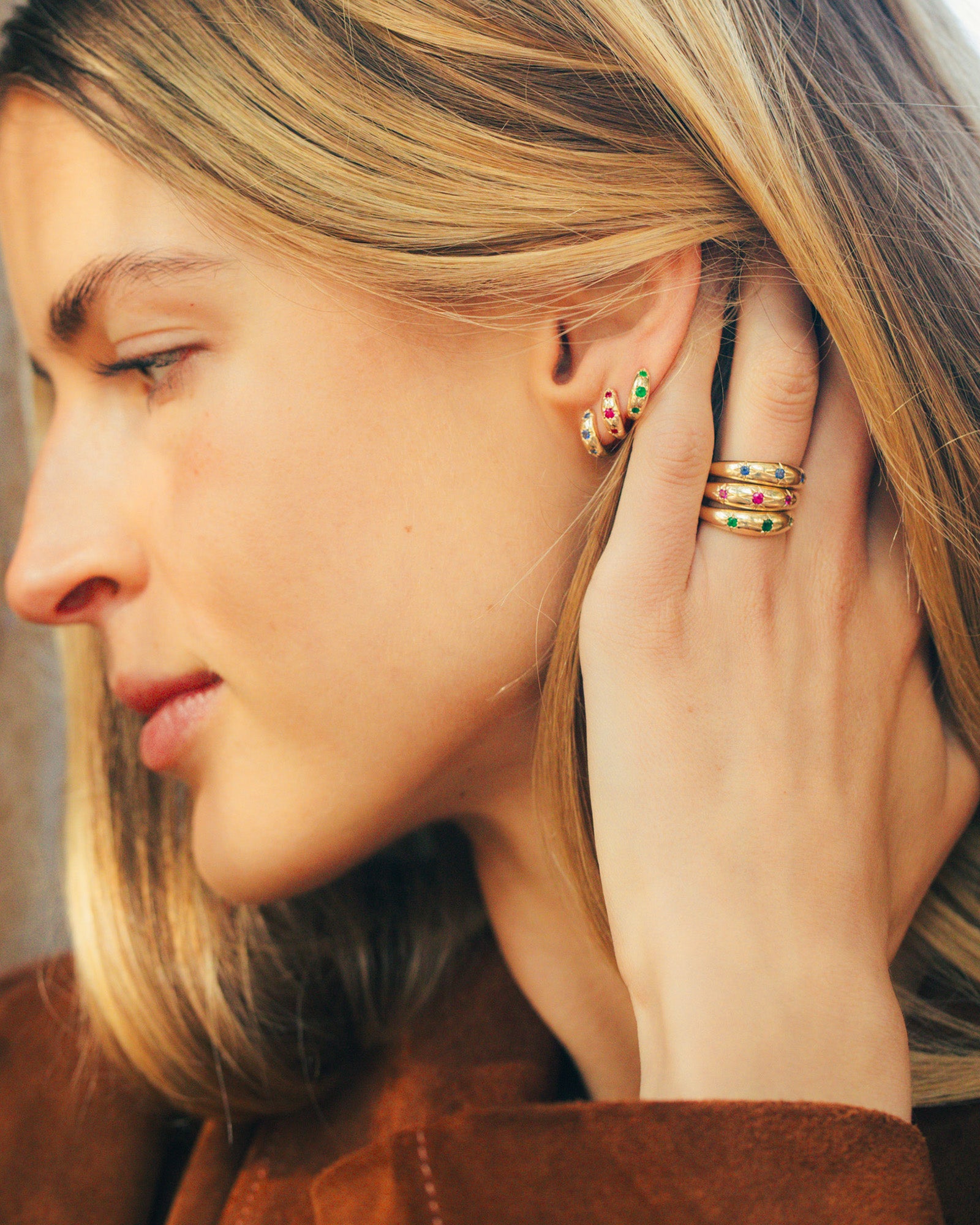 Gemstone Starburst Huggie
