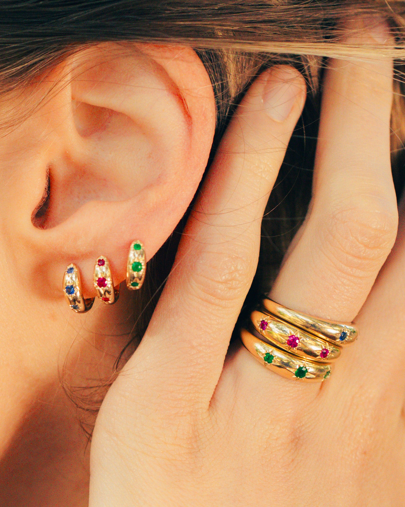 Gemstone Starburst Huggie